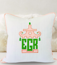 Load image into Gallery viewer, Pure Linen Pagoda Appliqué Pillow Cover